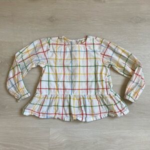Tucker + Tate Girls Retro Grid Pattern Peplum Blouse 3T